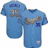 Glued Kansas City Royals #35 Eric Hosmer Light Blue FlexBase 2015 World Series Champions Gold Program Baseball Jersey,baseball caps,new era cap wholesale,wholesale hats
